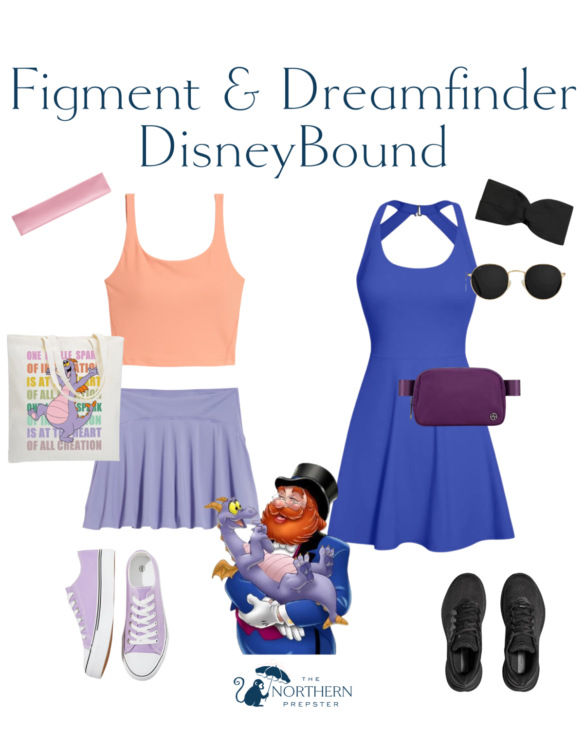 Epcot Festival of the Arts outfit ideas - Figment and Dreamfinder Disneybound.