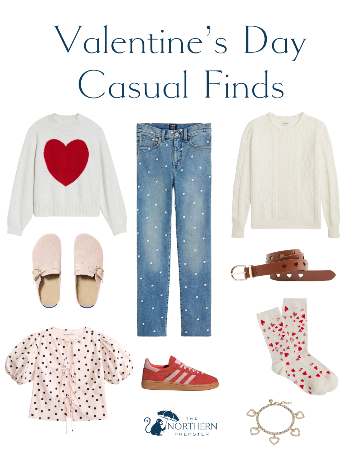 Valentine's Day Casual Outfit Ideas from J.Crew Factory, Abercrombie, Rothy's, and more. 