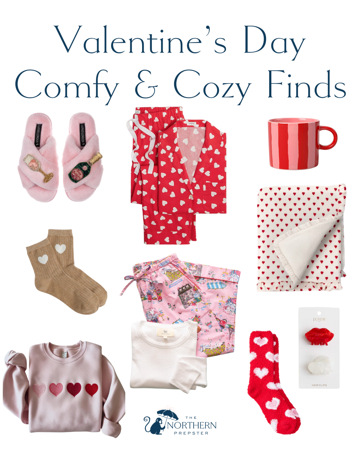 Valentine's Day Comfy Outfit Ideas! Cozy pajamas and products for a night in. Print Fresh pajamas, Wolf & Badger Slippers, Target finds, and more. 